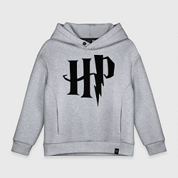 Толстовка оверсайз детская Гарри Поттер - логотип, цвет: меланж