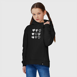 Толстовка оверсайз детская Hearts love hand draw, цвет: черный — фото 2