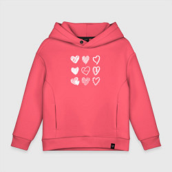 Толстовка оверсайз детская Hearts love hand draw, цвет: коралловый