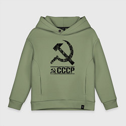 Толстовка оверсайз детская Серп и молот черный, цвет: авокадо