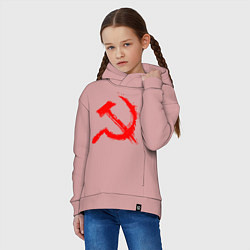 Толстовка оверсайз детская Sickle and hammer red paint, цвет: пыльно-розовый — фото 2