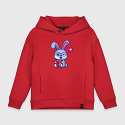 Толстовка оверсайз детская Читающий зайка, цвет: красный