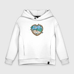 Толстовка оверсайз детская Люблю серфинг, цвет: белый