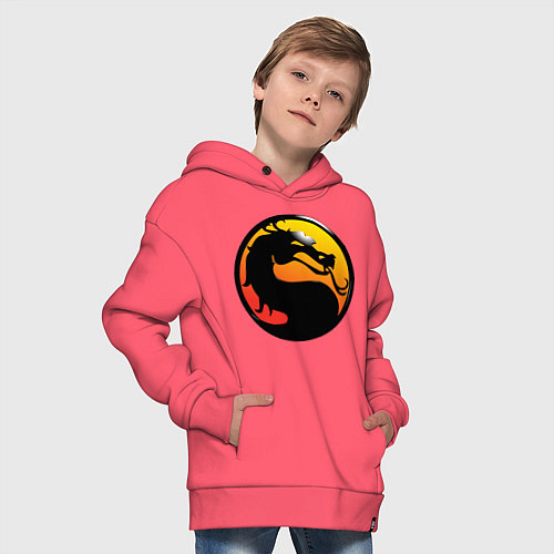 Детское худи оверсайз Mortal kombat logo / Коралловый – фото 4