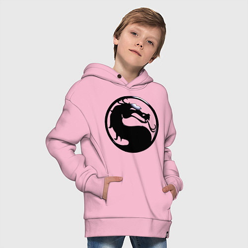 Детское худи оверсайз Смертельная битва - логотип / Светло-розовый – фото 4
