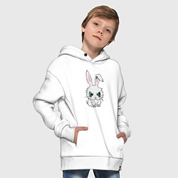Толстовка оверсайз детская Кролик злится, цвет: белый — фото 2