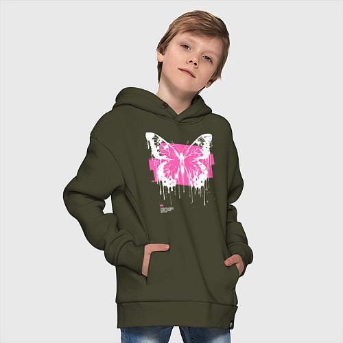 Детское худи оверсайз The gothic butterfly / Хаки – фото 4
