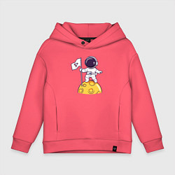 Толстовка оверсайз детская Астронавт прибыл на луну, цвет: коралловый