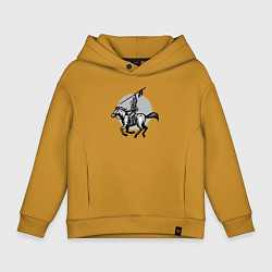 Толстовка оверсайз детская Индеец на коне, цвет: горчичный