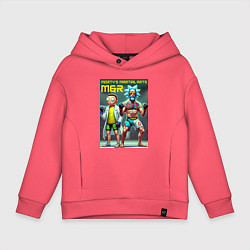 Толстовка оверсайз детская Mortys martial arts - Rick and Morty, цвет: коралловый