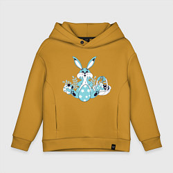 Толстовка оверсайз детская Милый пасхальный кролик, цвет: горчичный