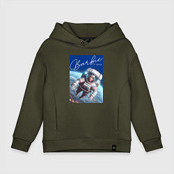 Толстовка оверсайз детская Barbie in space - ai art fantasy, цвет: хаки