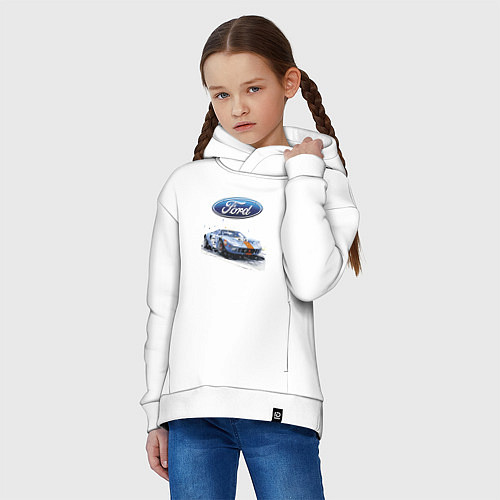 Детское худи оверсайз Ford motorsport - sketch / Белый – фото 3
