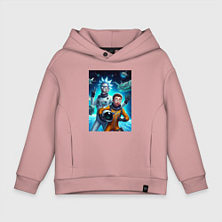 Толстовка оверсайз детская Космонавты Рик и Морти - нейроарт фантазия, цвет: пыльно-розовый