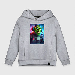Толстовка оверсайз детская Cool Shrek - cyberpunk, цвет: меланж