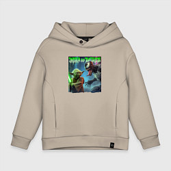 Толстовка оверсайз детская Yoda vs Venom - neon glow, цвет: миндальный