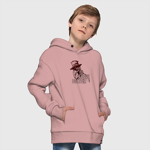 Детское худи оверсайз Понурый чумной доктор / Пыльно-розовый – фото 4