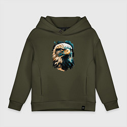 Толстовка оверсайз детская Взгляд хищника, цвет: хаки