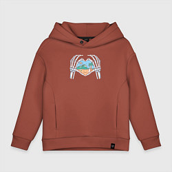 Толстовка оверсайз детская Сердце пляжа, цвет: кирпичный