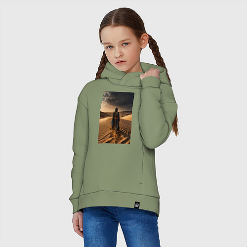 Детское худи оверсайз В пустыне вечером / Авокадо – фото 3
