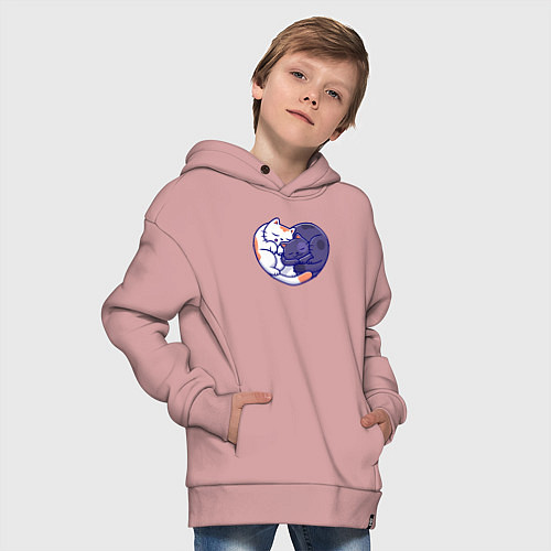 Детское худи оверсайз Сердечные котики / Пыльно-розовый – фото 4