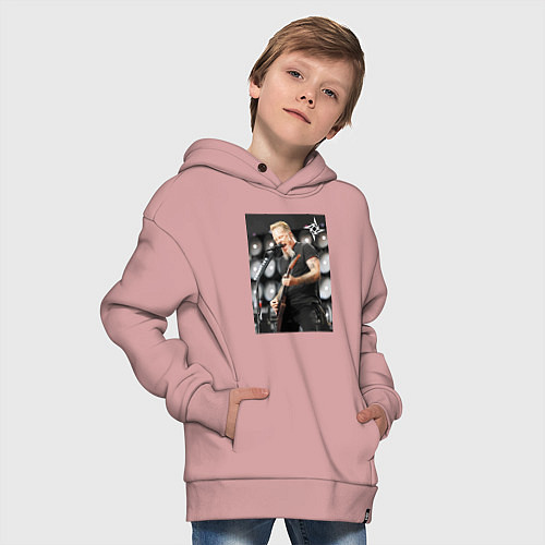 Детское худи оверсайз James Alan Hatfield - Metallica / Пыльно-розовый – фото 4