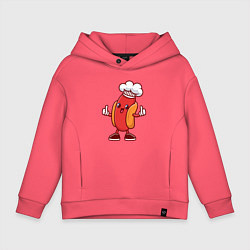 Толстовка оверсайз детская Хот-дог повар, цвет: коралловый