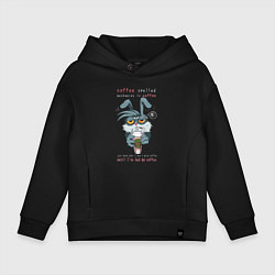 Толстовка оверсайз детская Уставший кролик, цвет: черный