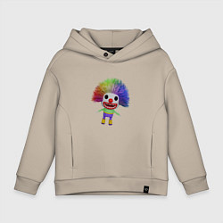 Толстовка оверсайз детская Cartoon clown colorful hair, цвет: миндальный