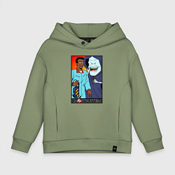 Толстовка оверсайз детская Ghostbusters - Winston and the sandman, цвет: авокадо