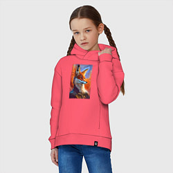 Толстовка оверсайз детская Fox fashionista - ai art fantasy, цвет: коралловый — фото 2