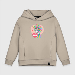 Толстовка оверсайз детская Color bird, цвет: миндальный
