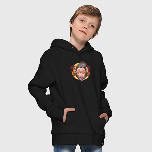 Детское худи оверсайз Summer monkey / Черный – фото 4