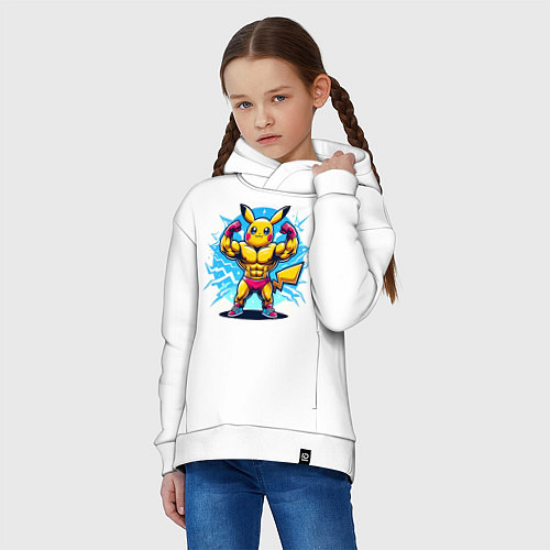 Детское худи оверсайз Big Pikachu / Белый – фото 3