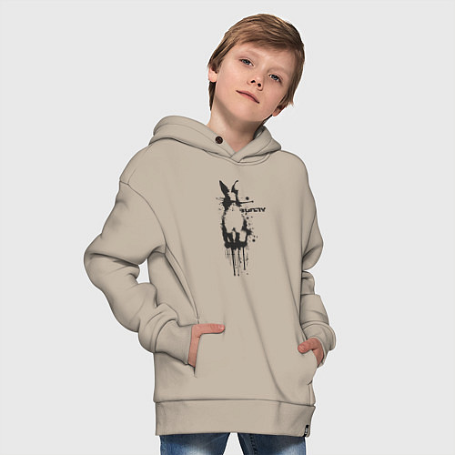 Детское худи оверсайз Banksy bunny / Миндальный – фото 4
