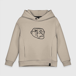 Толстовка оверсайз детская Тролл фейс недовольный мем, цвет: миндальный