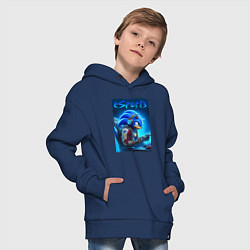 Толстовка оверсайз детская Hedgehog Sonic is esports player - neon glow, цвет: тёмно-синий — фото 2