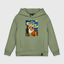 Толстовка оверсайз детская Крик котика, цвет: авокадо