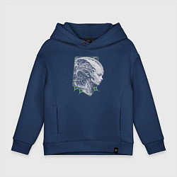 Толстовка оверсайз детская Внеземная кибер-девушка, цвет: тёмно-синий