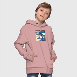 Толстовка оверсайз детская Tralalera tralala - shark - brainrot meme, цвет: пыльно-розовый — фото 2