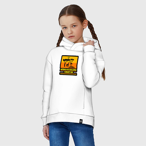 Детское худи оверсайз Африка зовёт и я должен идти / Белый – фото 3
