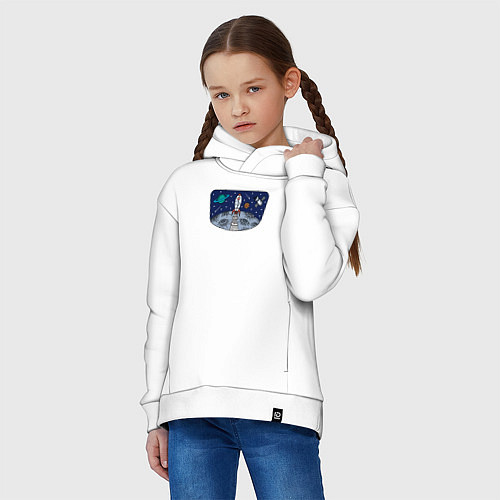 Детское худи оверсайз Space travel / Белый – фото 3