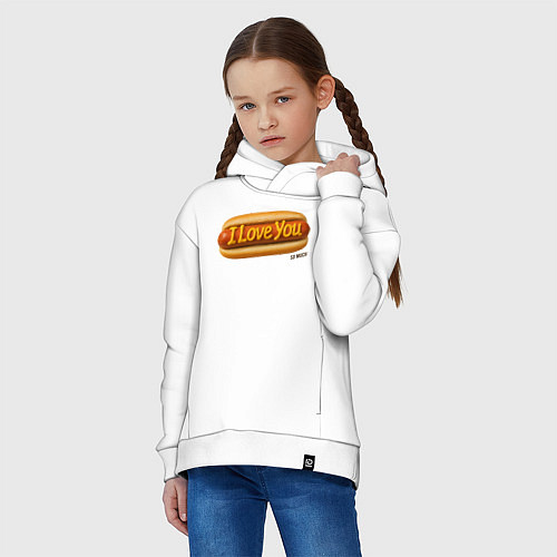 Детское худи оверсайз Hot dog I love you / Белый – фото 3