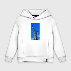 Толстовка оверсайз детская Родина мать статуя, цвет: белый
