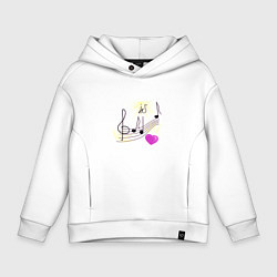 Толстовка оверсайз детская Музыка это моя любовь на светлом фоне, цвет: белый