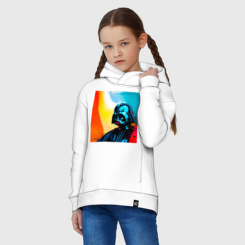 Детское худи оверсайз Вейдер акварель / Белый – фото 3