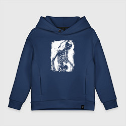 Толстовка оверсайз детская Скелет в движении, цвет: тёмно-синий