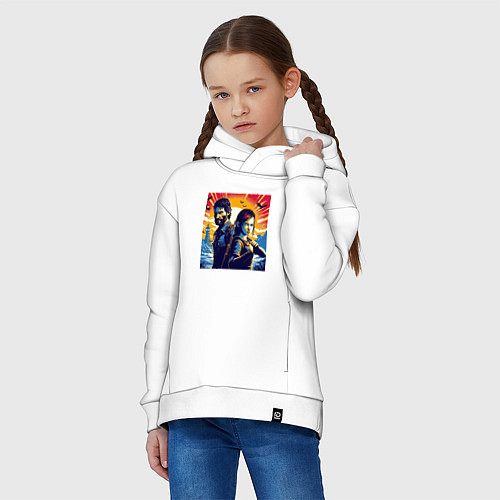 Детское худи оверсайз Ellie and Joel - pop art fantasy / Белый – фото 3
