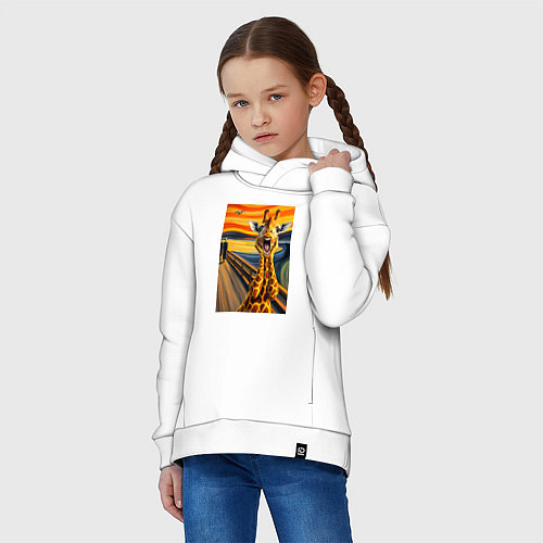 Детское худи оверсайз Жираф кричит - мем нейросеть / Белый – фото 3