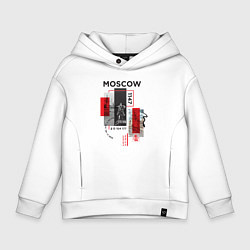 Толстовка оверсайз детская Москва коллаж, цвет: белый